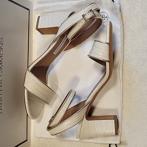 Tabitha Simmons Leticia Embossed Croc heel sandals, NIB - Picture 5 of 11